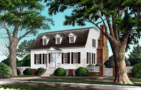 Colonial House Plan 86247 with 4 Beds, 4 Baths, 2 Car Garage Elevation