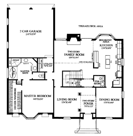 Colonial, Traditional House Plan 86254 with 4 Beds, 4 Baths, 2 Car Garage First Level Plan