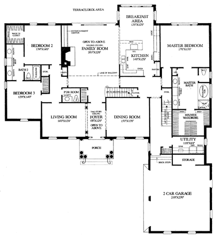 Plantation, Ranch, Traditional House Plan 86259 with 4 Beds, 5 Baths, 2 Car Garage First Level Plan
