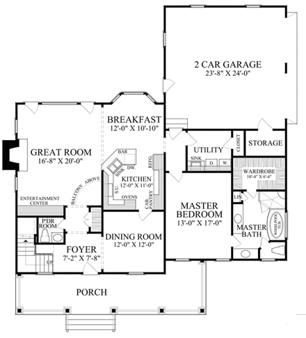 Cottage, Country House Plan 86278 with 4 Beds, 4 Baths, 2 Car Garage First Level Plan