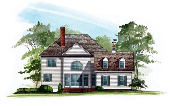 Colonial, Farmhouse, Southern, Victorian House Plan 86280 with 4 Beds, 4 Baths, 2 Car Garage Rear Elevation