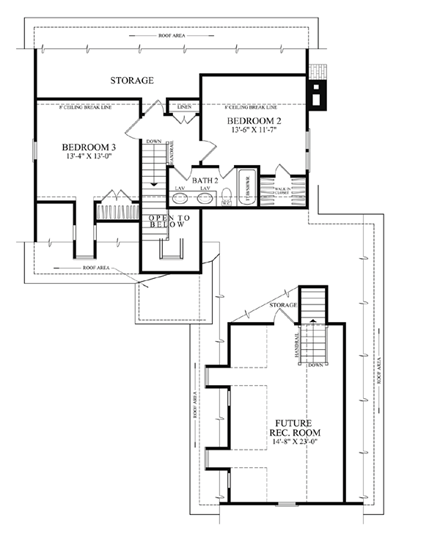 Colonial, Southern, Traditional House Plan 86285 with 3 Beds, 3 Baths, 2 Car Garage Second Level Plan