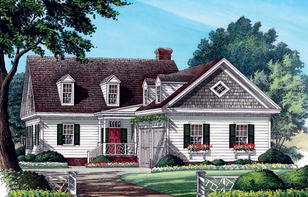 Colonial, Southern, Traditional Plan with 1866 Sq. Ft., 3 Bedrooms, 3 Bathrooms, 2 Car Garage Elevation
