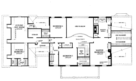 Colonial, Plantation, Southern House Plan 86287 with 5 Beds, 7 Baths, 3 Car Garage Second Level Plan