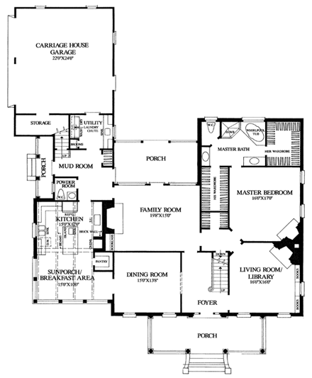 Traditional House Plan 86288 with 4 Beds, 4 Baths, 2 Car Garage First Level Plan