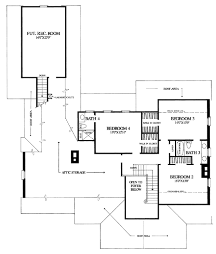 Traditional House Plan 86288 with 4 Beds, 4 Baths, 2 Car Garage Second Level Plan