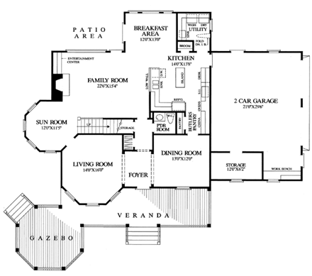 Farmhouse, Southern, Victorian House Plan 86291 with 4 Beds, 4 Baths, 2 Car Garage First Level Plan