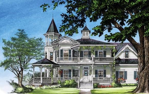 Farmhouse, Southern, Victorian House Plan 86291 with 4 Beds, 4 Baths, 2 Car Garage Elevation