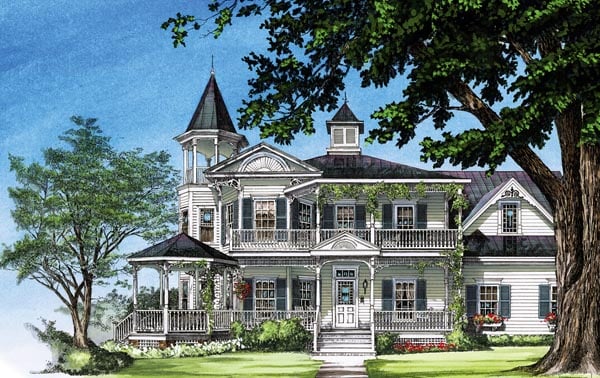 Farmhouse, Southern, Victorian Plan with 3131 Sq. Ft., 4 Bedrooms, 4 Bathrooms, 2 Car Garage Elevation