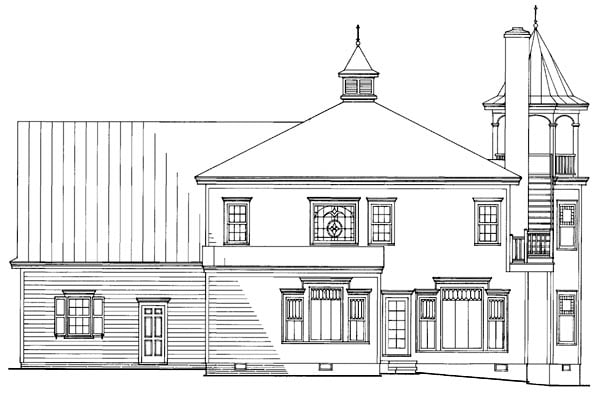 Farmhouse, Southern, Victorian Plan with 3131 Sq. Ft., 4 Bedrooms, 4 Bathrooms, 2 Car Garage Rear Elevation