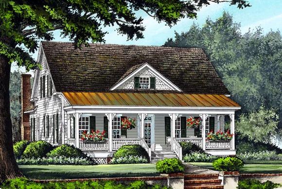 Farmhouse, Traditional House Plan 86299 with 4 Beds, 4 Baths, 2 Car Garage Elevation