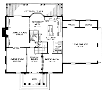 Traditional House Plan 86304 with 4 Beds, 3 Baths, 2 Car Garage First Level Plan