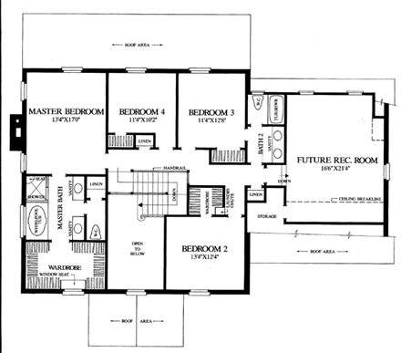 Traditional House Plan 86304 with 4 Beds, 3 Baths, 2 Car Garage Second Level Plan