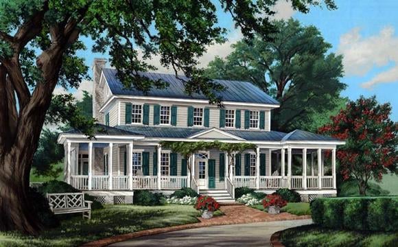 Colonial, Cottage, Country, Farmhouse, Southern, Traditional House Plan 86308 with 4 Beds, 5 Baths, 3 Car Garage Elevation