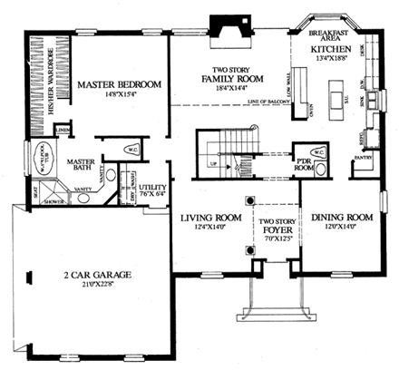 Traditional House Plan 86310 with 4 Beds, 4 Baths, 2 Car Garage First Level Plan