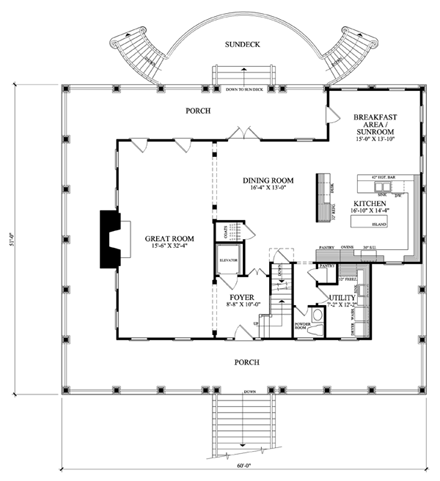 House Plan 86312 with 3 Beds, 4 Baths, 4 Car Garage First Level Plan