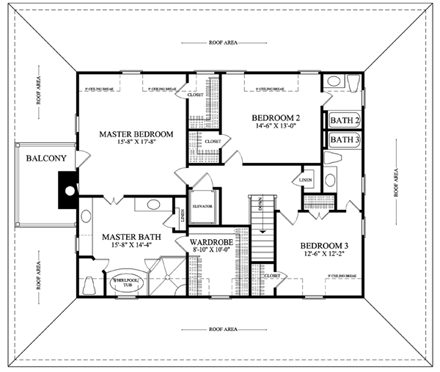 House Plan 86312 with 3 Beds, 4 Baths, 4 Car Garage Second Level Plan
