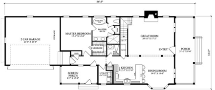 Country House Plan 86313 with 3 Beds, 3 Baths, 2 Car Garage First Level Plan