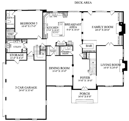 European, Plantation House Plan 86320 with 5 Beds, 6 Baths, 3 Car Garage First Level Plan
