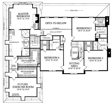 European, Plantation House Plan 86320 with 5 Beds, 6 Baths, 3 Car Garage Second Level Plan