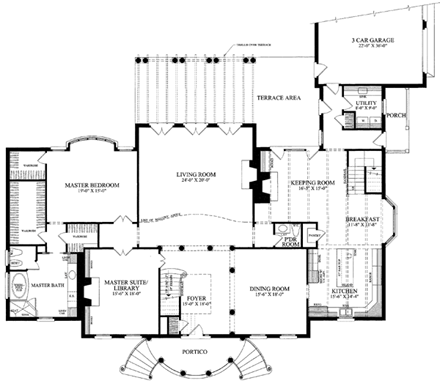 Plantation, Southern House Plan 86331 with 4 Beds, 6 Baths, 3 Car Garage First Level Plan