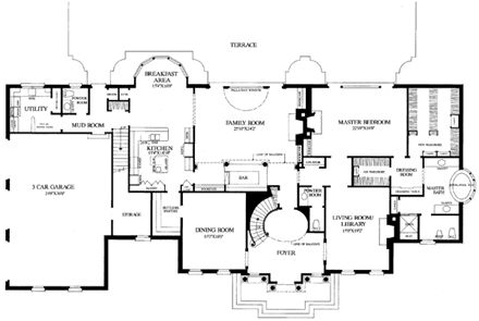 Colonial, Plantation House Plan 86335 with 5 Beds, 7 Baths, 3 Car Garage First Level Plan