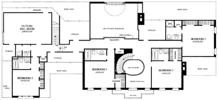 Colonial, Plantation House Plan 86335 with 5 Beds, 7 Baths, 3 Car Garage Second Level Plan