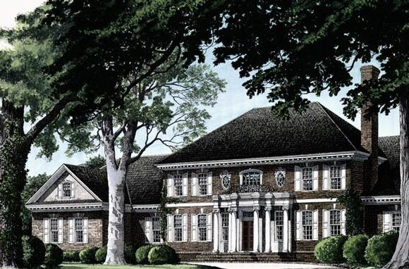 Colonial, Plantation House Plan 86335 with 5 Beds, 7 Baths, 3 Car Garage Elevation