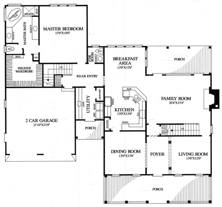 Colonial, Farmhouse, Southern House Plan 86342 with 4 Beds, 4 Baths, 2 Car Garage First Level Plan