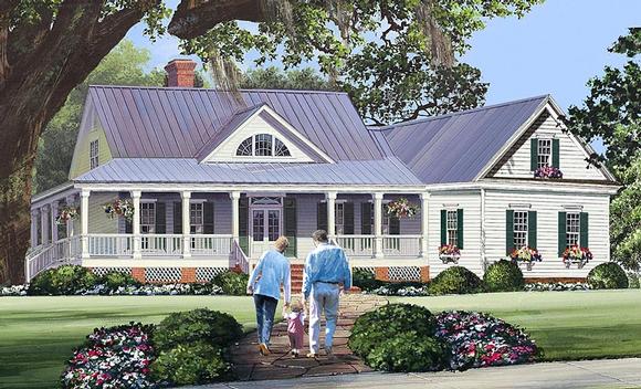 Country, Farmhouse, Southern House Plan 86344 with 3 Beds, 3 Baths, 2 Car Garage Elevation
