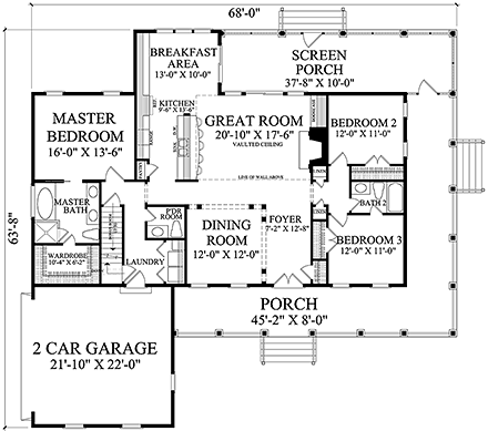 Cottage, Country, Farmhouse, Southern House Plan 86351 with 3 Beds, 3 Baths, 2 Car Garage First Level Plan