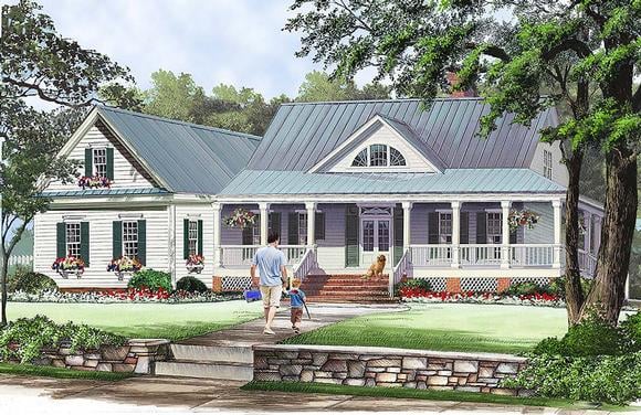Cottage, Country, Farmhouse, Southern House Plan 86351 with 3 Beds, 3 Baths, 2 Car Garage Elevation