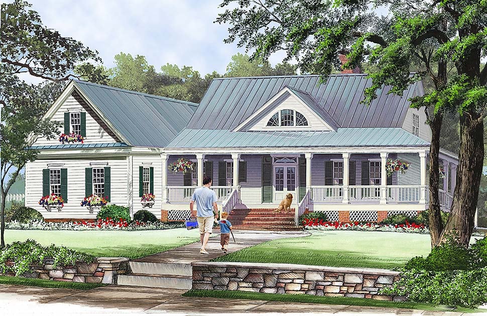 Cottage, Country, Farmhouse, Southern House Plan 86351 with 3 Beds, 3 Baths, 2 Car Garage Elevation
