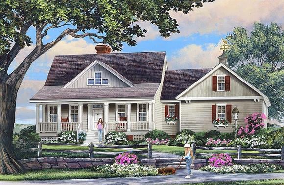 Cottage, Country, Southern House Plan 86353 with 3 Beds, 3 Baths, 2 Car Garage Elevation