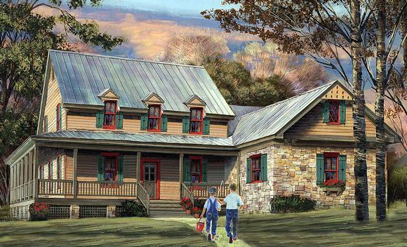 Cottage, Country, Southern House Plan 86355 with 4 Beds, 4 Baths, 2 Car Garage Elevation