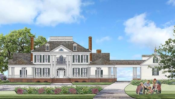 Colonial, Country, Plantation, Southern House Plan 86356 with 5 Beds, 6 Baths, 3 Car Garage Elevation