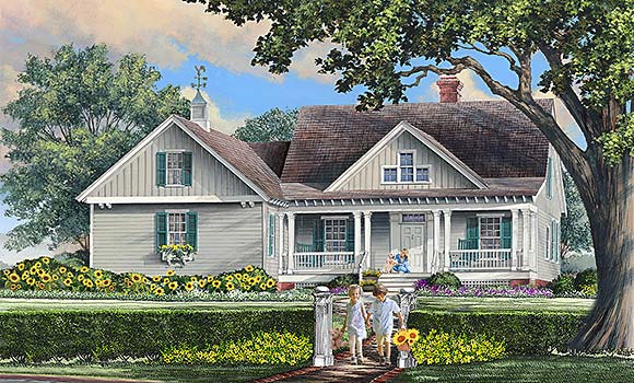 Cottage, Country, Farmhouse House Plan 86358 with 4 Beds, 3 Baths, 2 Car Garage Elevation