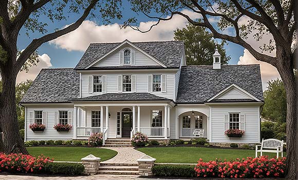 Country, Farmhouse, Traditional House Plan 86360 with 6 Beds, 4 Baths, 2 Car Garage Elevation
