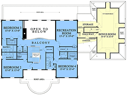 Colonial, Greek Revival, Southern, Traditional House Plan 86366 with 4 Beds, 7 Baths, 3 Car Garage Second Level Plan