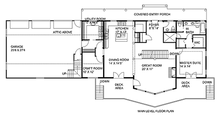 House Plan 86502 with 3 Beds, 3 Baths, 3 Car Garage First Level Plan
