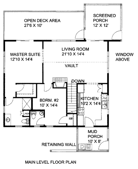 House Plan 86506 with 2 Beds, 2 Baths, 1 Car Garage First Level Plan