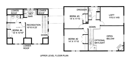 House Plan 86510 with 4 Beds, 4 Baths, 2 Car Garage Second Level Plan