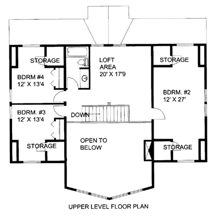 House Plan 86517 with 4 Beds, 3 Baths Second Level Plan