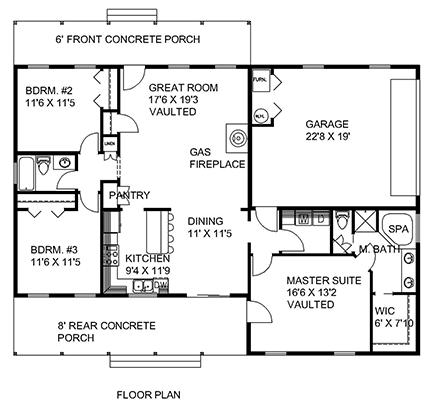 House Plan 86518 with 3 Beds, 2 Baths, 2 Car Garage First Level Plan