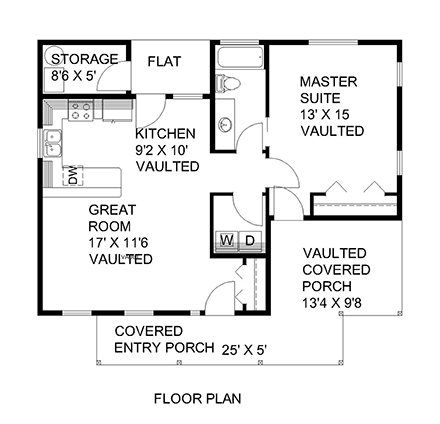 House Plan 86524 with 1 Beds, 1 Baths First Level Plan