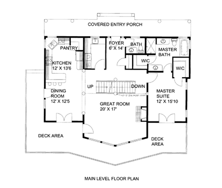 House Plan 86528 with 3 Beds, 3 Baths First Level Plan