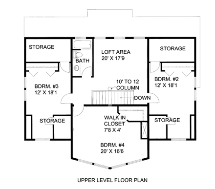 House Plan 86528 with 3 Beds, 3 Baths Second Level Plan