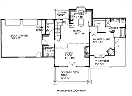 House Plan 86551 with 3 Beds, 3 Baths First Level Plan