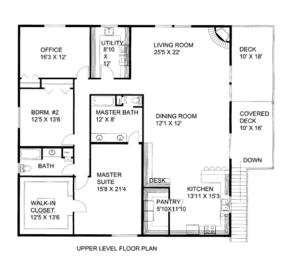 5 Car Garage Apartment Plan 86554 with 2 Beds, 3 Baths Level Two