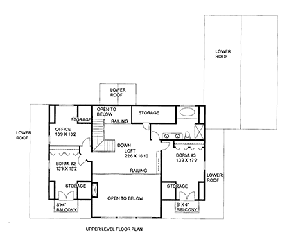 House Plan 86556 with 3 Beds, 3 Baths, 2 Car Garage Second Level Plan